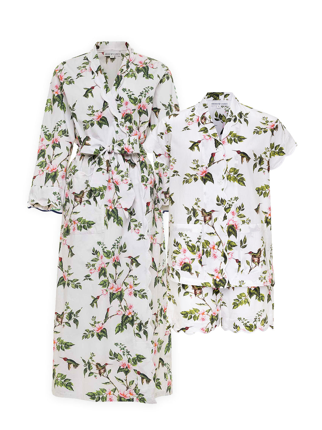 White Hummingbird Bundle: Classic Robe + Pajamas with Shorts