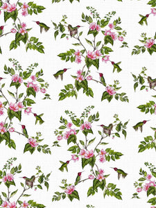 White Hummingbird Grasshcloth Wallpaper
