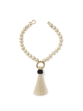 Load image into Gallery viewer, Short Bone Necklace with Ivory Horsehair Tassel

