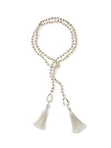 Freshwater Pearl with Mother of Pearl Lariat with Silk Tassel