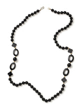 Load image into Gallery viewer, Pattern Onyx with Gold Spacer Bead Wrap-around Necklace
