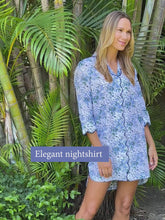 Load and play video in Gallery viewer, Blue Floral Nightshirt
