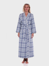 Load and play video in Gallery viewer, Elegant Blue Flannel Classic Robe
