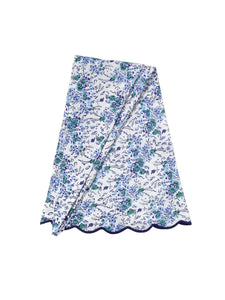 Blue Floral Scalloped Tablecloth