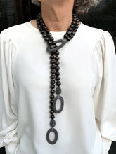 Load image into Gallery viewer, Ebony Wood with Grey Horn Necklace
