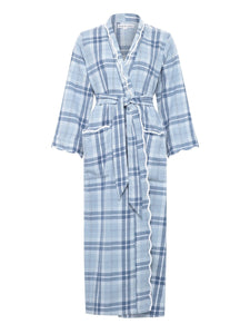 Elegant Blue Flannel Classic Robe