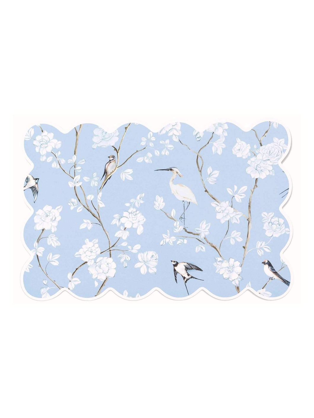 Pale Blue Gardenia Cork Backed Scalloped Placemats (set of 4)