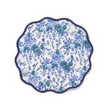 Load image into Gallery viewer, Blue Floral Scalloped Circle Placemat - Heidi Carey
