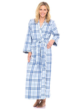 Load image into Gallery viewer, Elegant Blue Flannel Classic Robe
