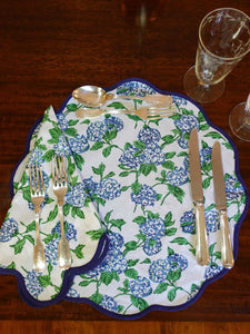 Hydrangea Print Scalloped Napkin and Placemat (Set of 4)