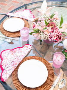 Pink Floral Scalloped Placemat and Napkin (Set of 4)
