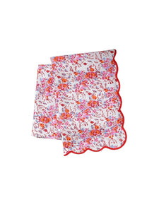 Pink Floral Scalloped Tablecloth