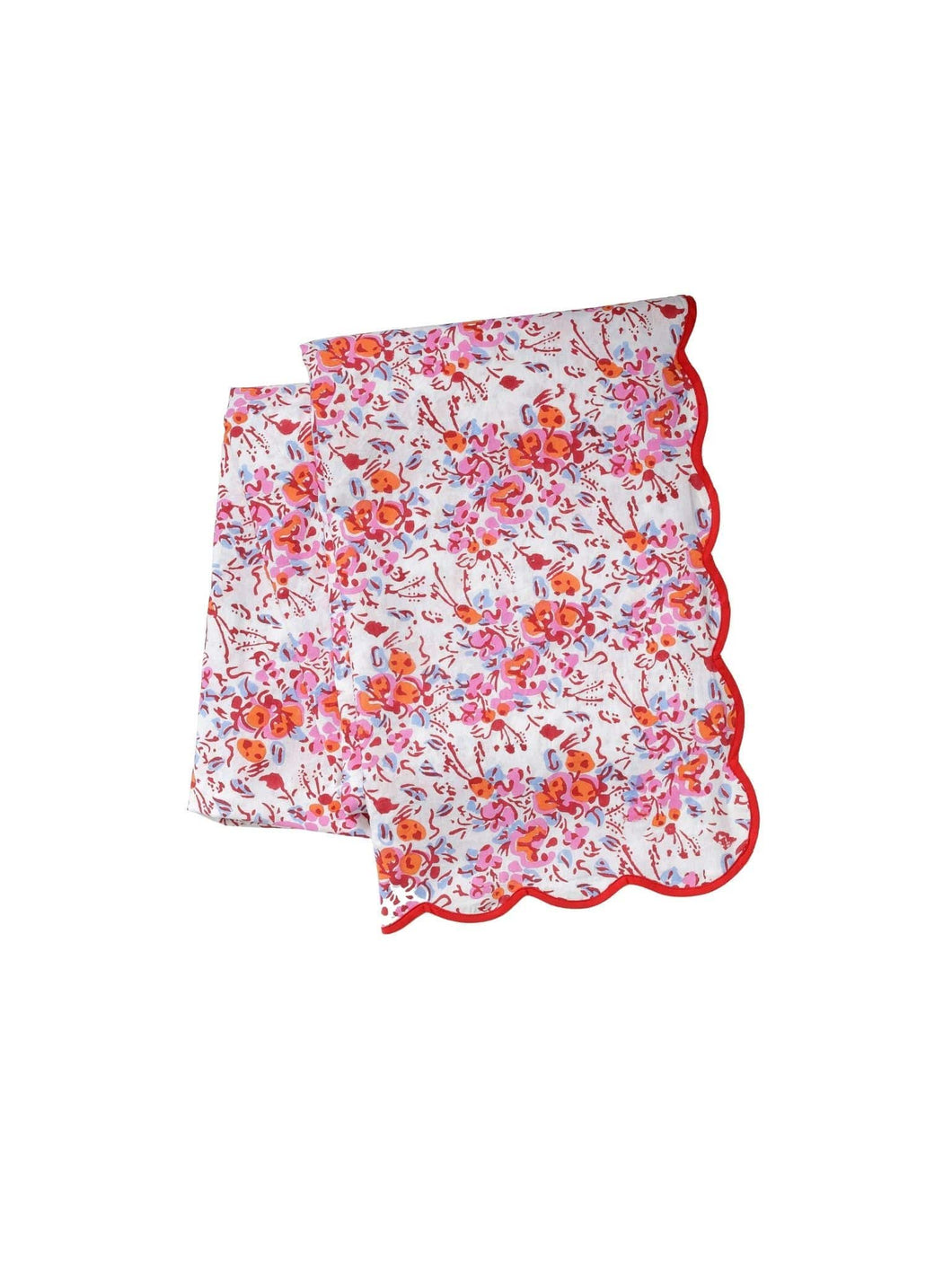 Pink Floral Scalloped Tablecloth
