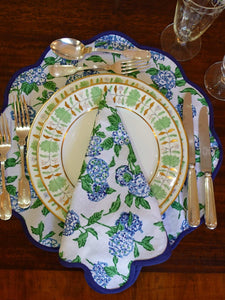 Hydrangea Print Scalloped Napkin and Placemat (Set of 4)