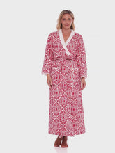 Load and play video in Gallery viewer, Red Filigree Fleece-lined Classic Robe
