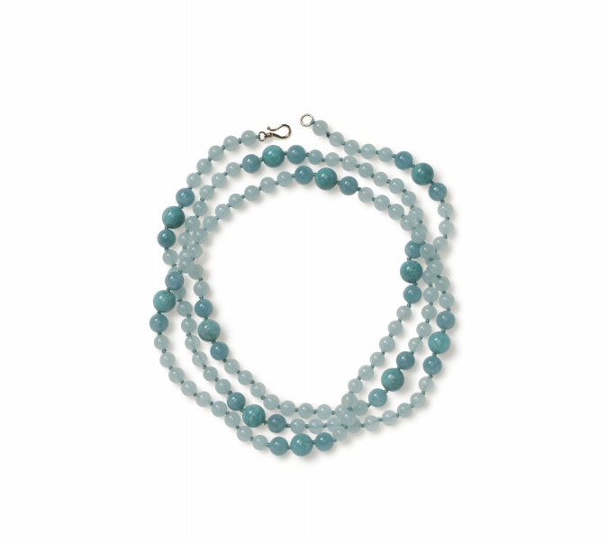 Ice Green Quartz, Angelite and Amazonite Wrap-around Necklace - Heidi Carey