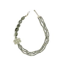 Load image into Gallery viewer, 3-1 Prehnite Necklace with Infinity Knot
