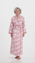 Load and play video in Gallery viewer, Pink Floral Terry Lined Classic Robe
