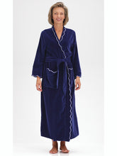 Load and play video in Gallery viewer, Navy Cotton Velvet Classic Robe
