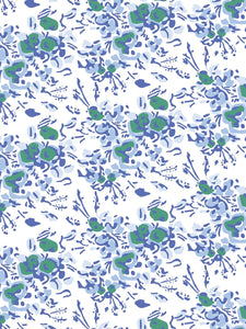 Blue Floral Block Print Scalloped Napkins (set of 4)