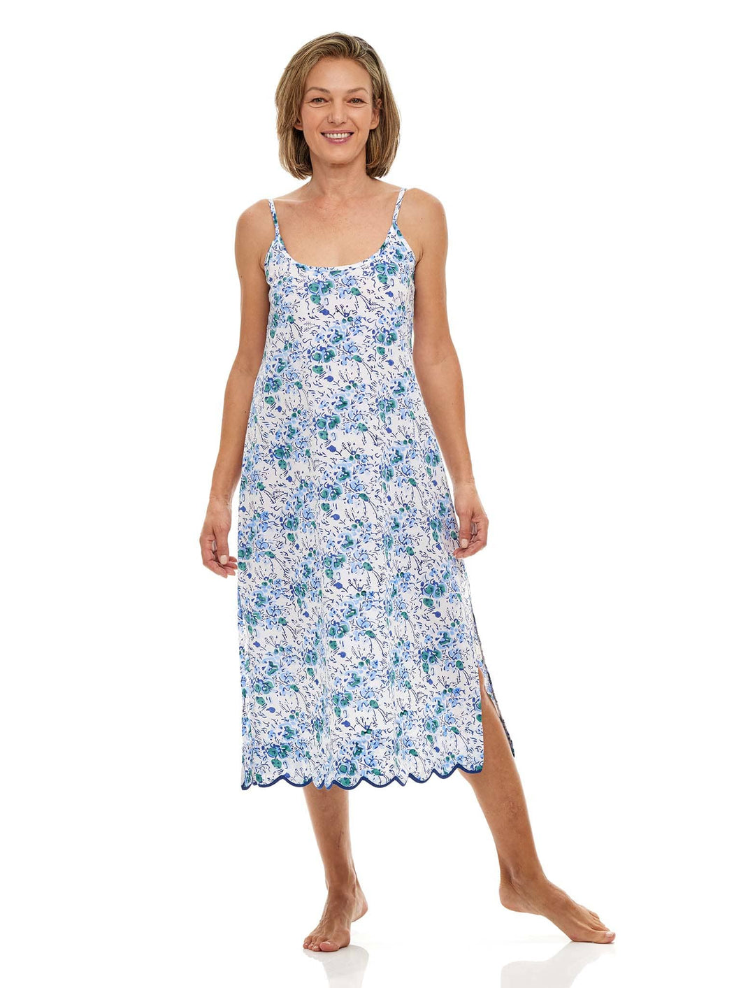 Blue Floral Slip Nightgown