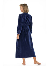 Load image into Gallery viewer, Navy Cotton Velvet Classic Robe
