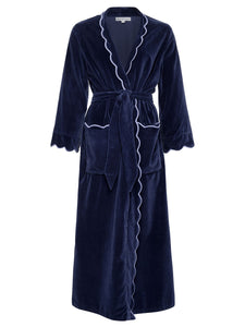 Navy Cotton Velvet Classic Robe