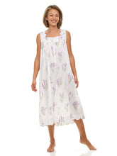 Load image into Gallery viewer, Lavender Print Gathered Nightgown
