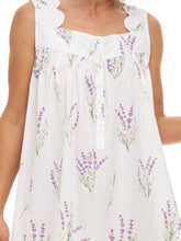 Load image into Gallery viewer, Lavender Print Gathered Nightgown
