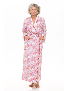 Pink Floral Terry Lined Classic Robe