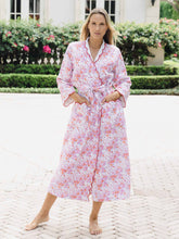 Load image into Gallery viewer, Pink Floral Terry Lined Classic Robe
