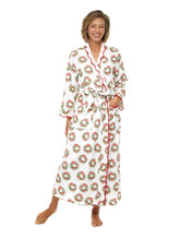 Load image into Gallery viewer, Holiday Wreath Print Fleece Lined Classic Robe
